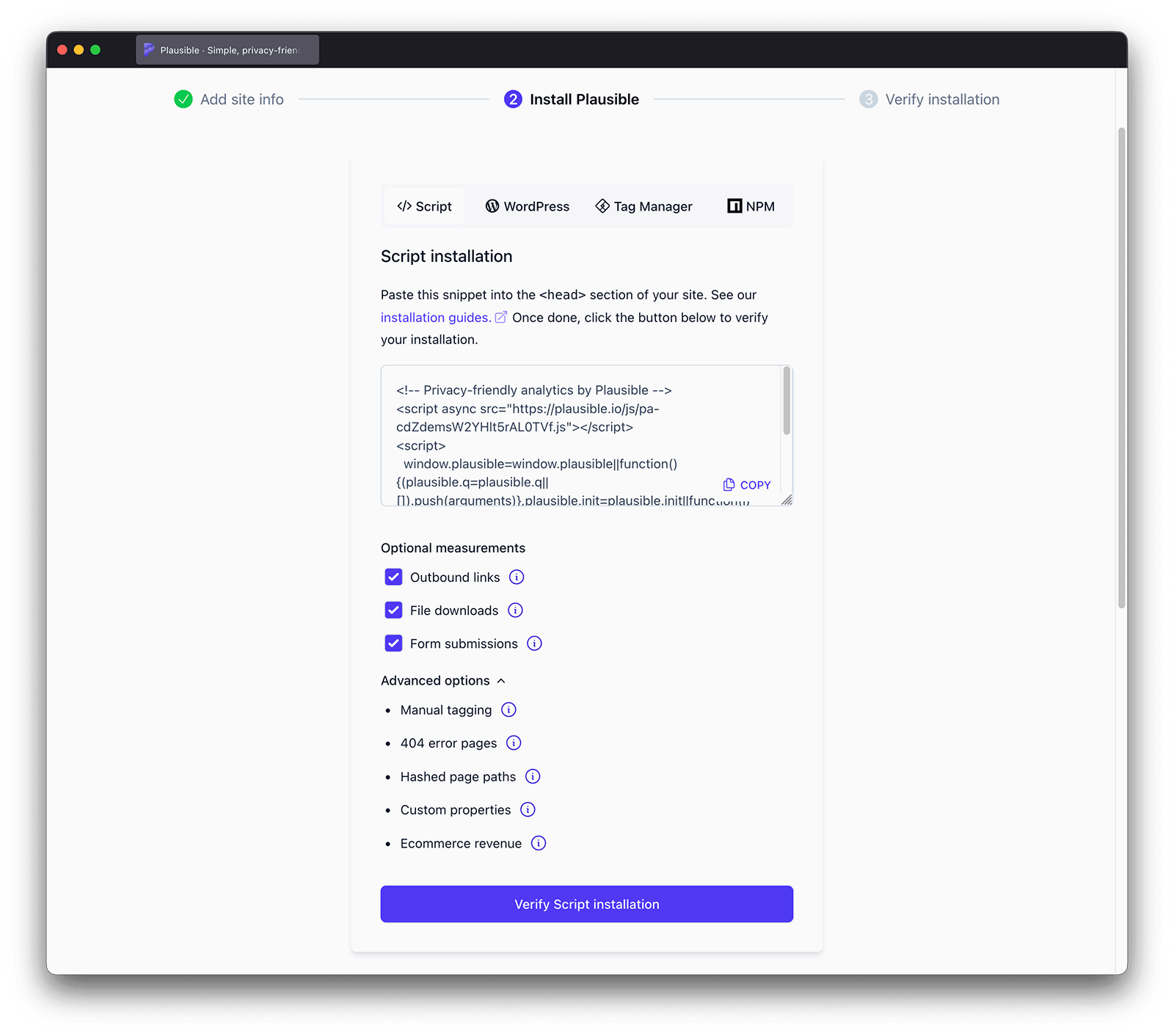 Enable optional enhanced measurements